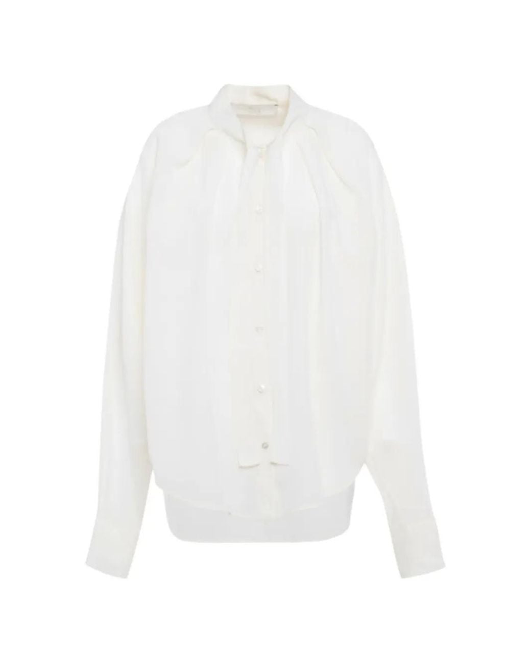 Tela White Pleated Long-Sleeve Blouse