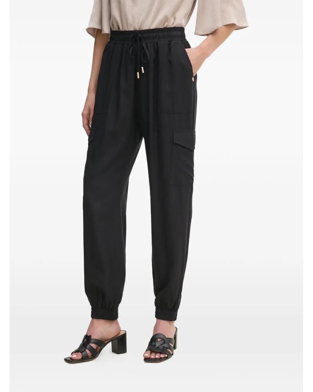 GAUDI Black Pantalon Cargo À Lien De Resserrage