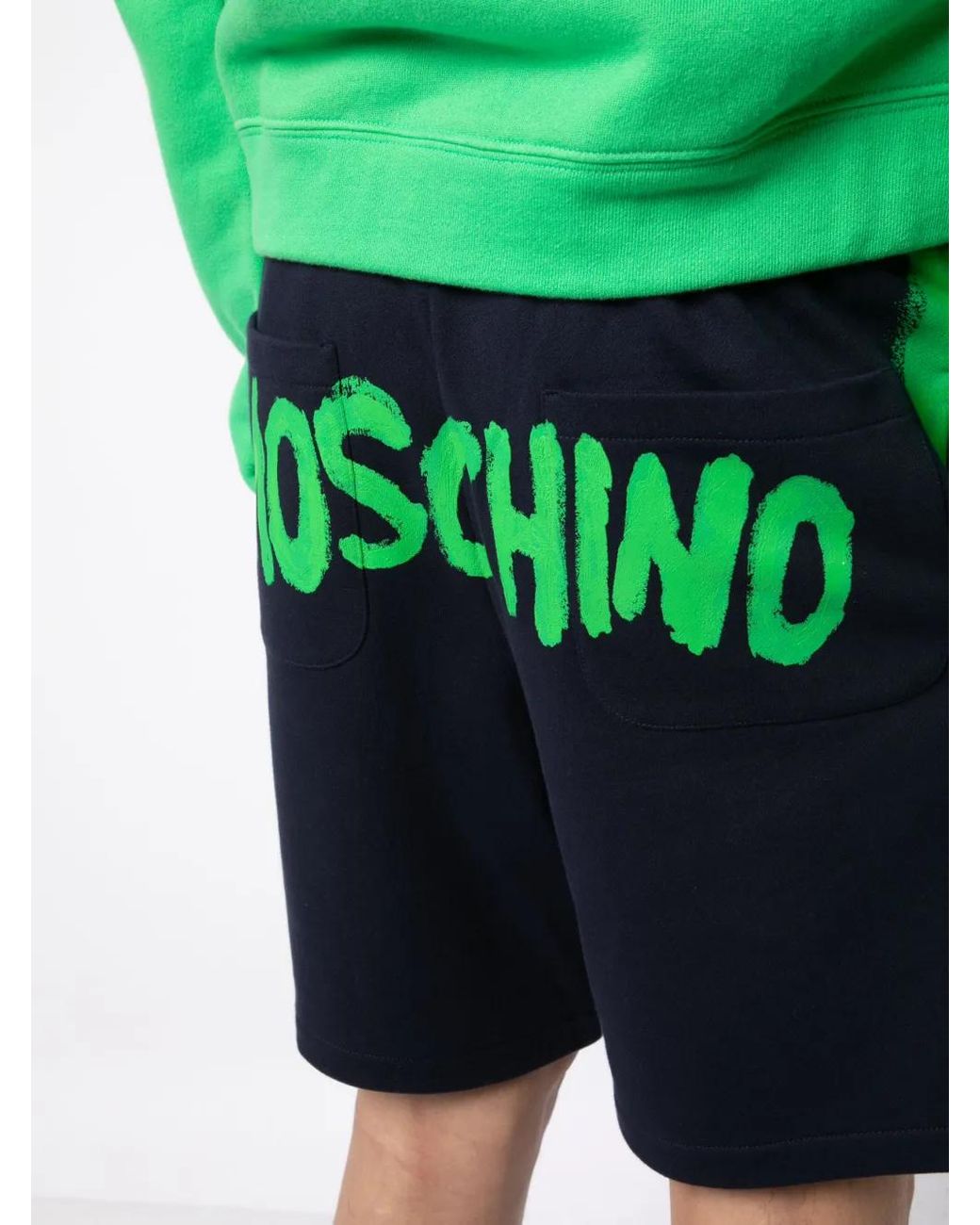 Moschino Blue Logo-Print Track Shorts for men