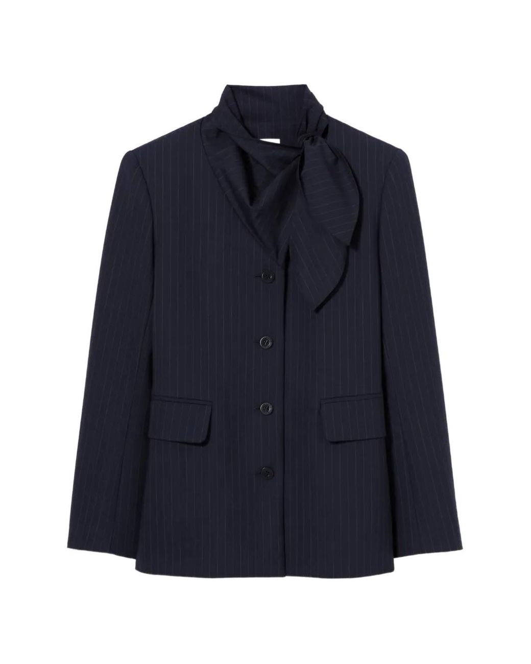 Claudie Pierlot Blue Wool Jacket With Removable Scarf