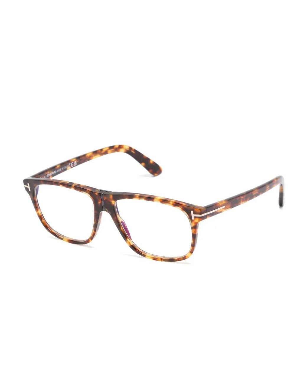 Tom Ford Brown Tortoiseshell-Effect Rectangle-Frame Glasses for men