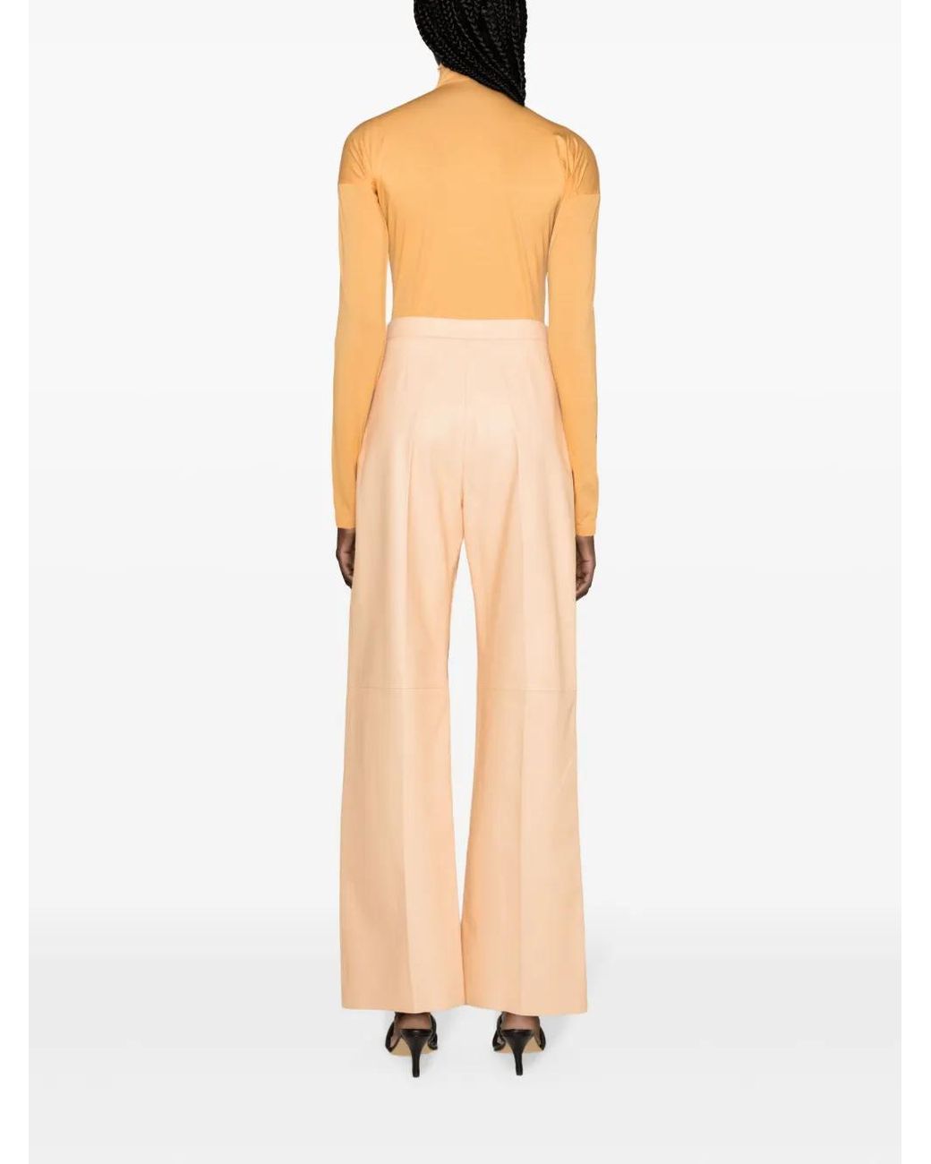 Fabiana Filippi Natural Wide-Leg Leather Trousers