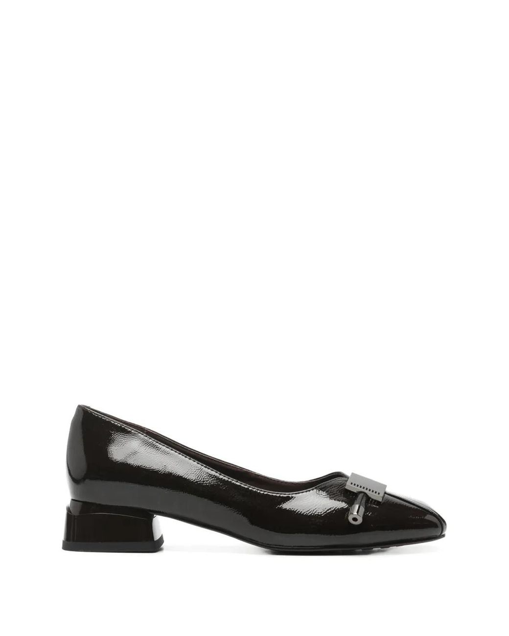 Linda Baumann Black Patent Block-Heel Pumps