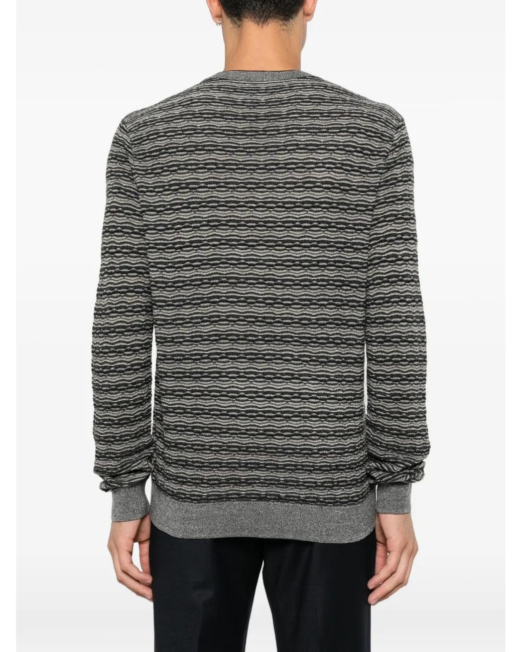 Emporio Armani Gray Horizontal-Stripe Sweater for men