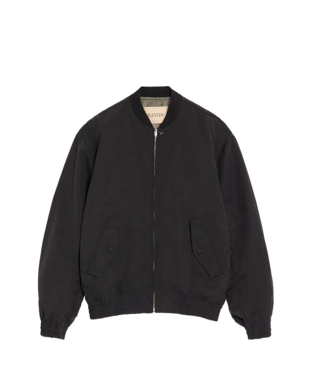 Valentino Garavani Black Elasticated-Hem Bomber Jacket for men