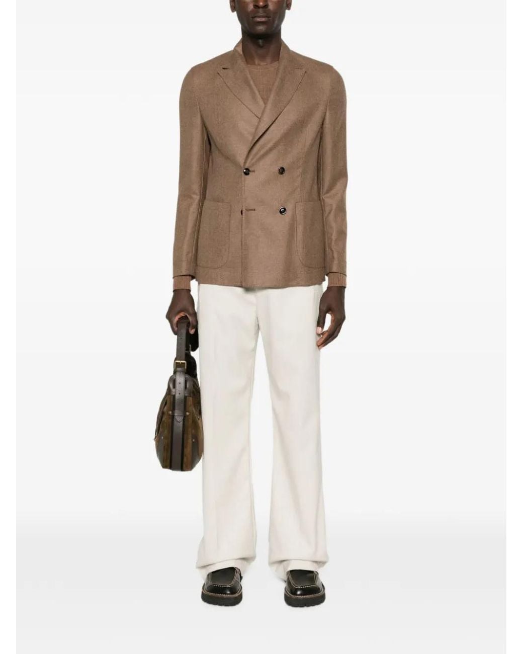 Barba Napoli Brown Flannel Blazer for men