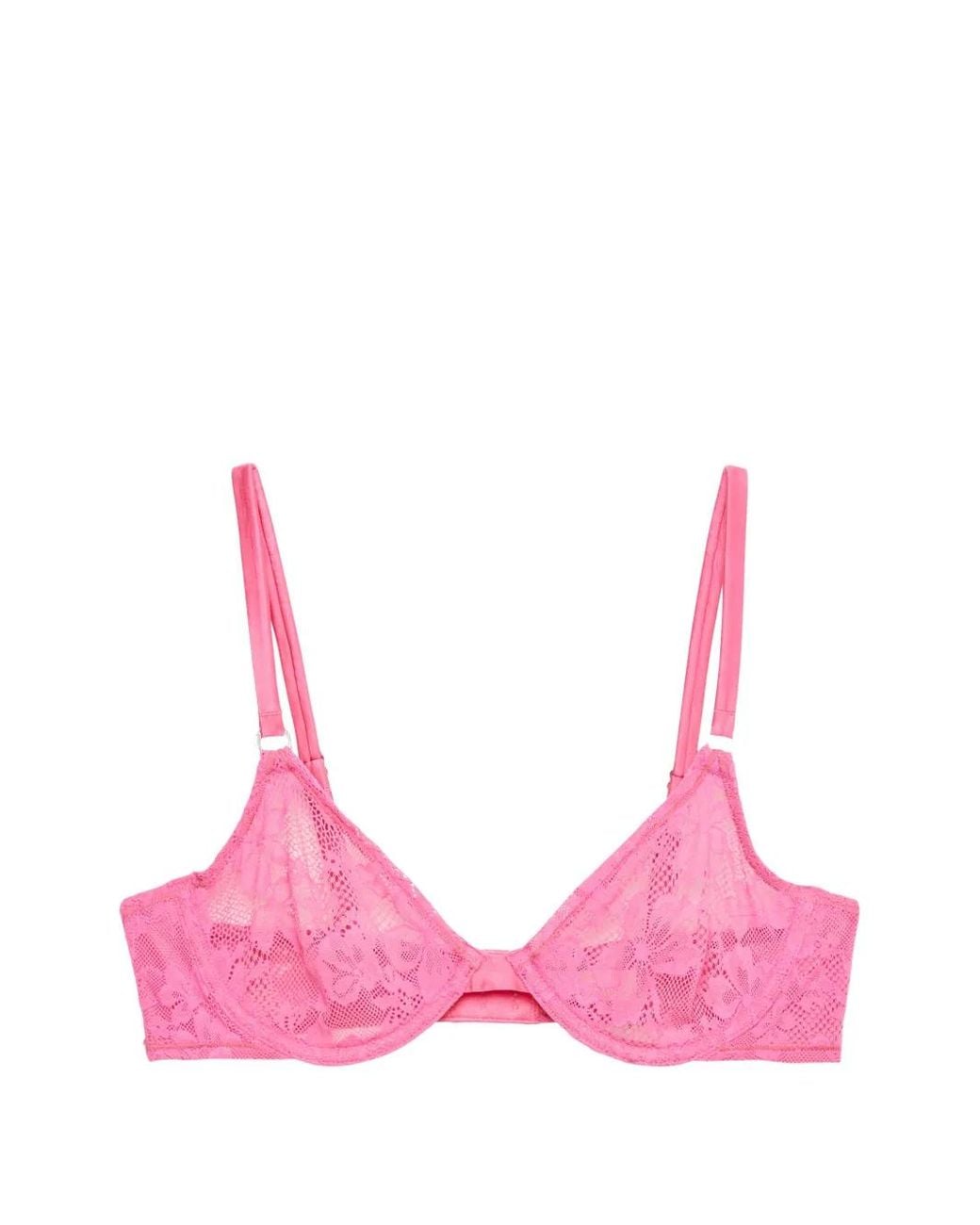 Fleur du Mal Pink Le Stretch Lace Demi Bra