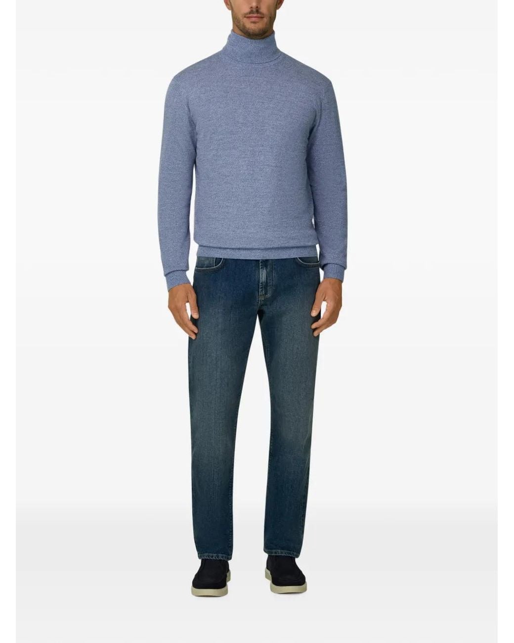 Boggi Blue Turtleneck Jumper for men