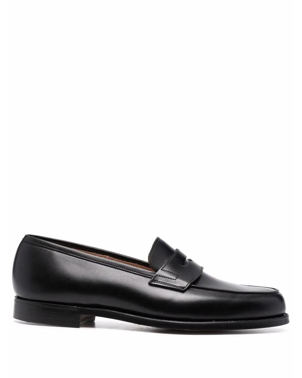 Crockett and Jones Black Leather Penny Loafers for men