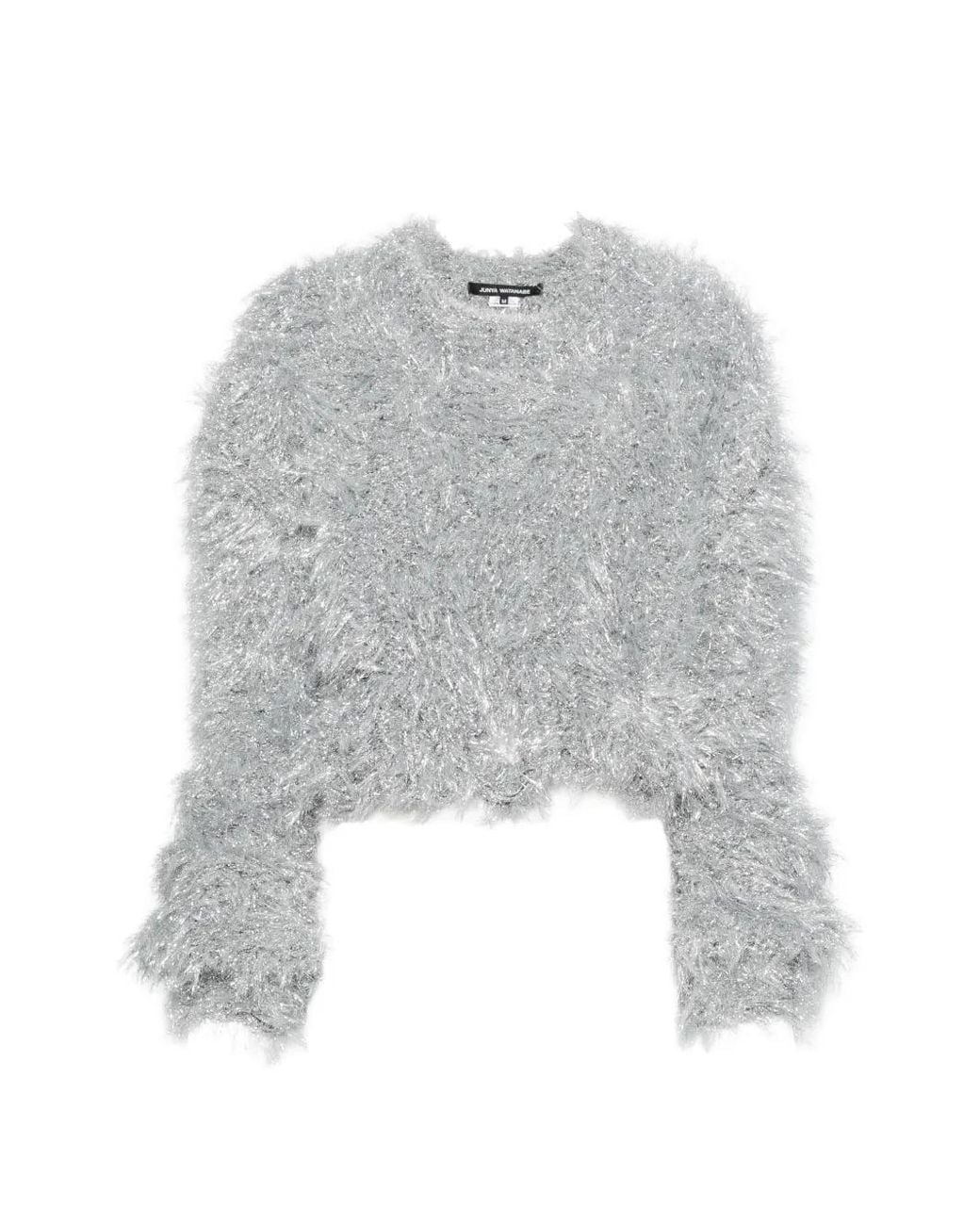 Junya Watanabe Gray Tinsel-Effect Cropped Sweater