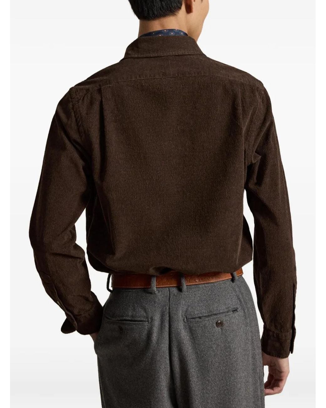 Polo Ralph Lauren Brown Custom Fit Stretch Corduroy Shirt for men