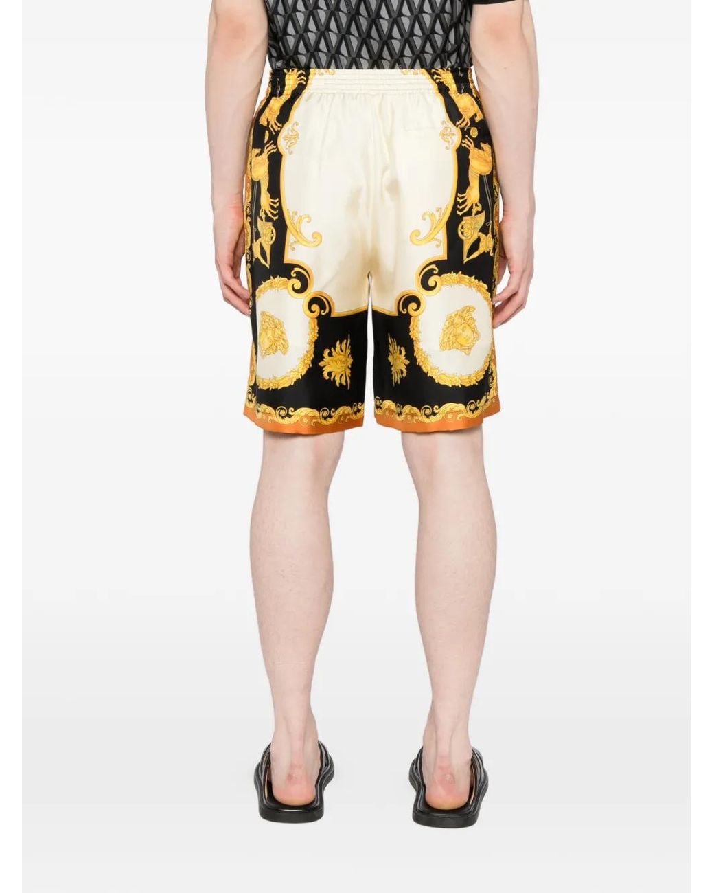 Versace Metallic Printed Silk Twill Regular Shorts for men