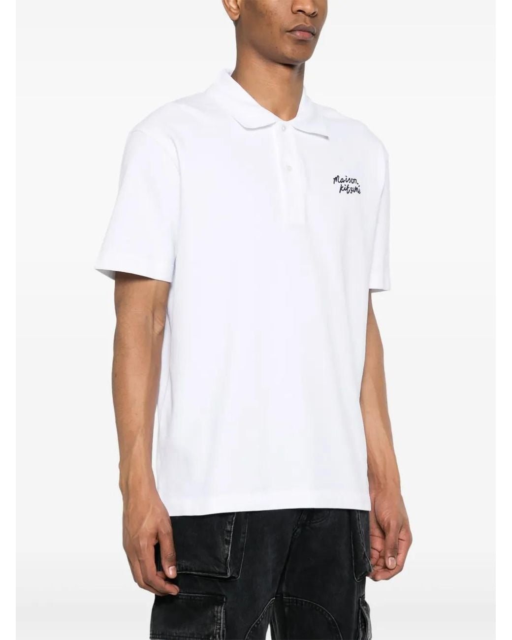Maison Kitsuné White Printed Polo for men