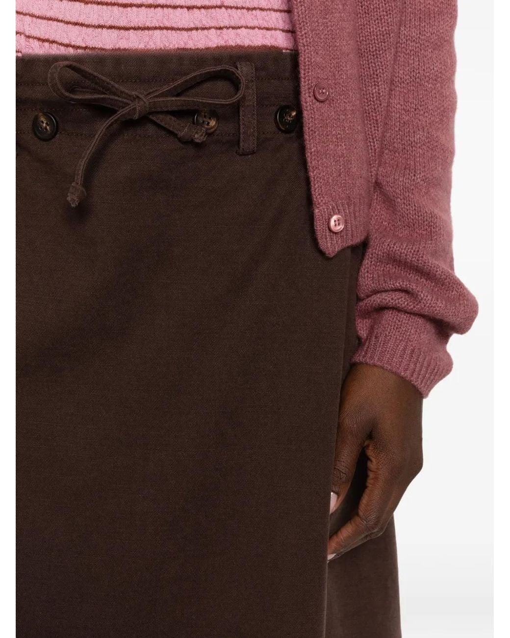 Golden Goose Deluxe Brand Red Cotton Twill Midi Skirt