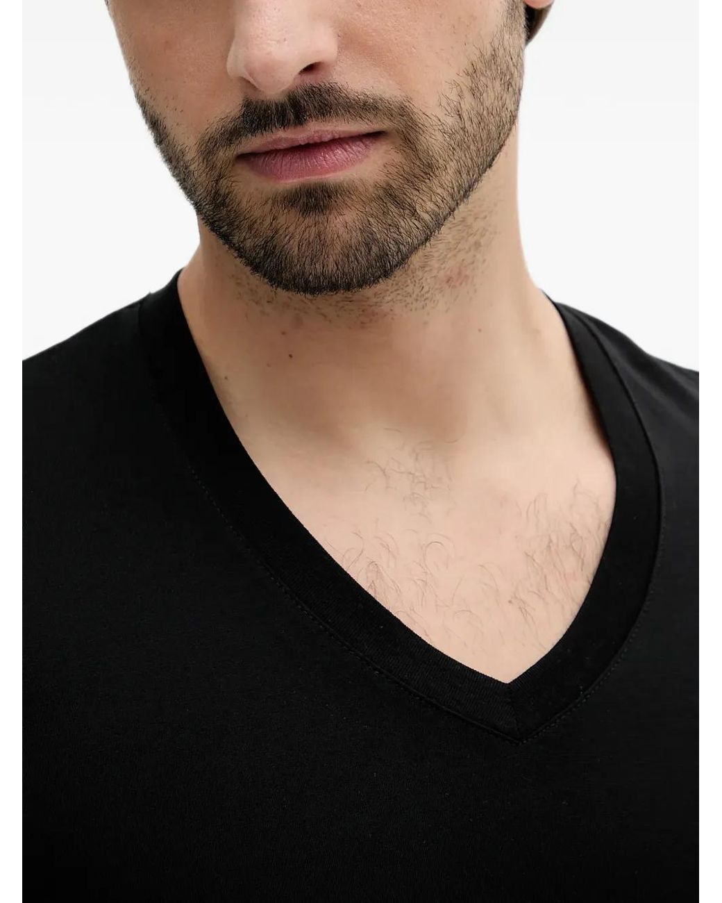 ARMANI EXCHANGE Black Logo-Print V-Neck T-Shirt for men