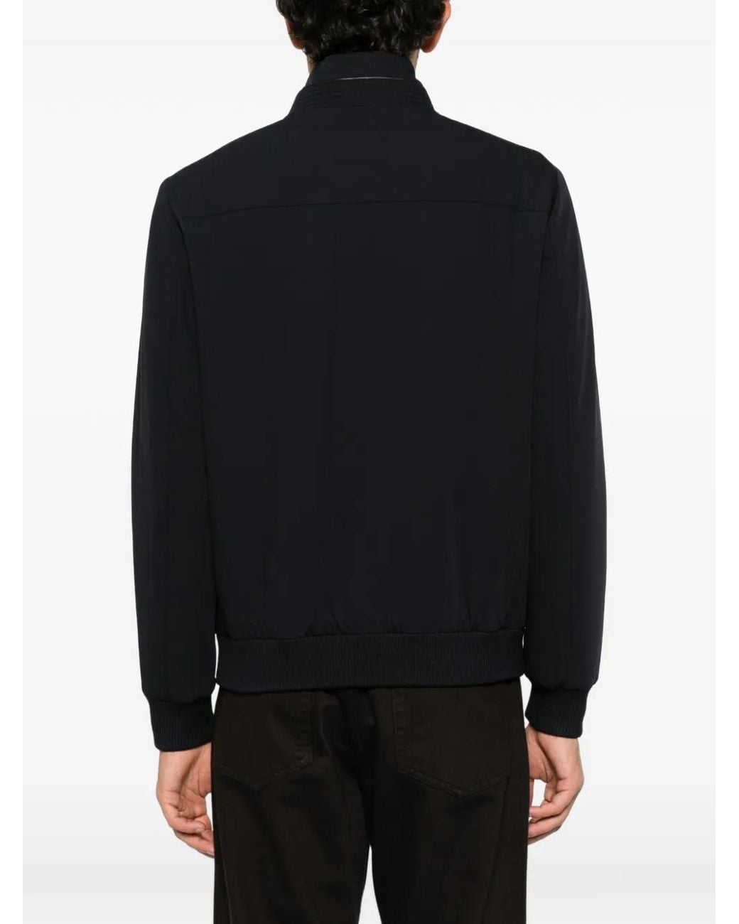 Alberto Gozzi Black Zip-Up Bomber Jacket for men