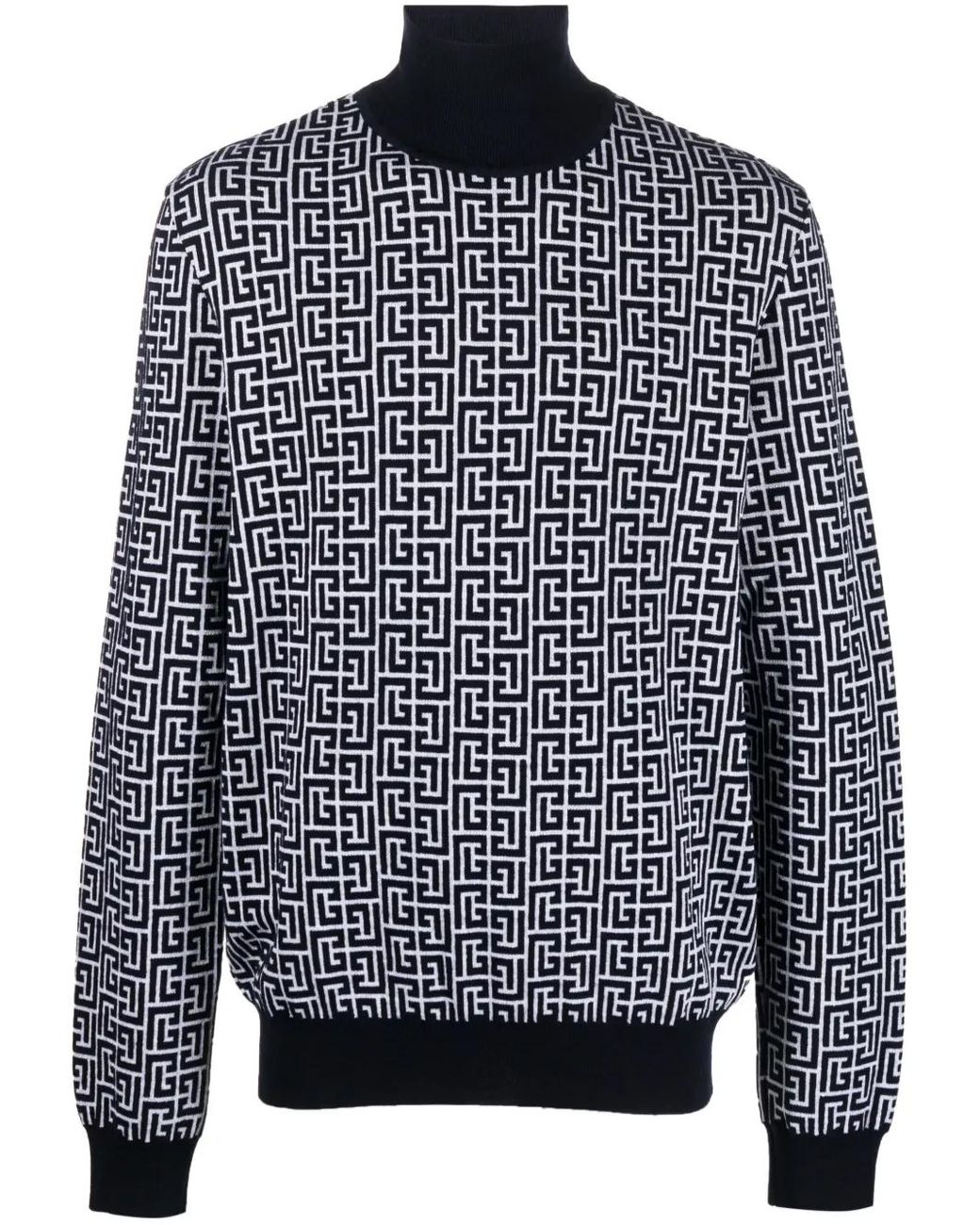 Balmain Rollkragenpullover Mit Monogramm in Blue für Herren
