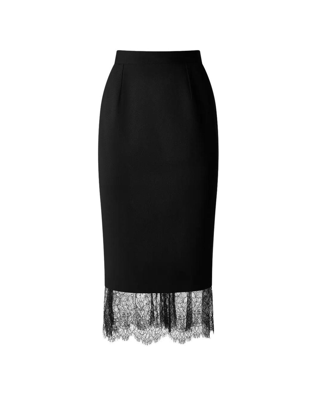 Il Volo Black Lace-Trim Midi Skirt