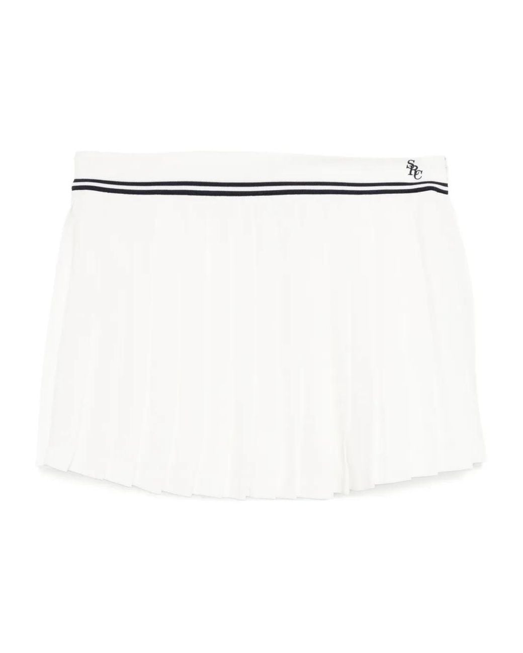 Sporty & Rich White Pleated Panelled Skirt