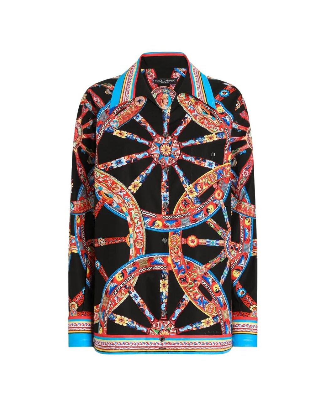 Dolce & Gabbana Black Carretto-Print Poplin Hawaii Shirt