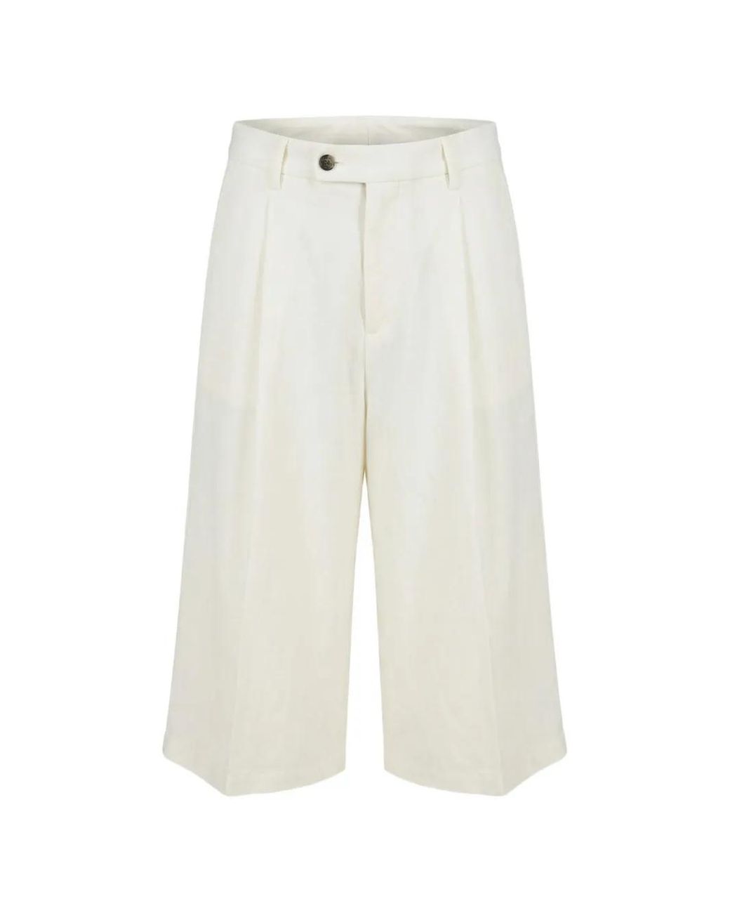 Berwich White Pleated Shorts