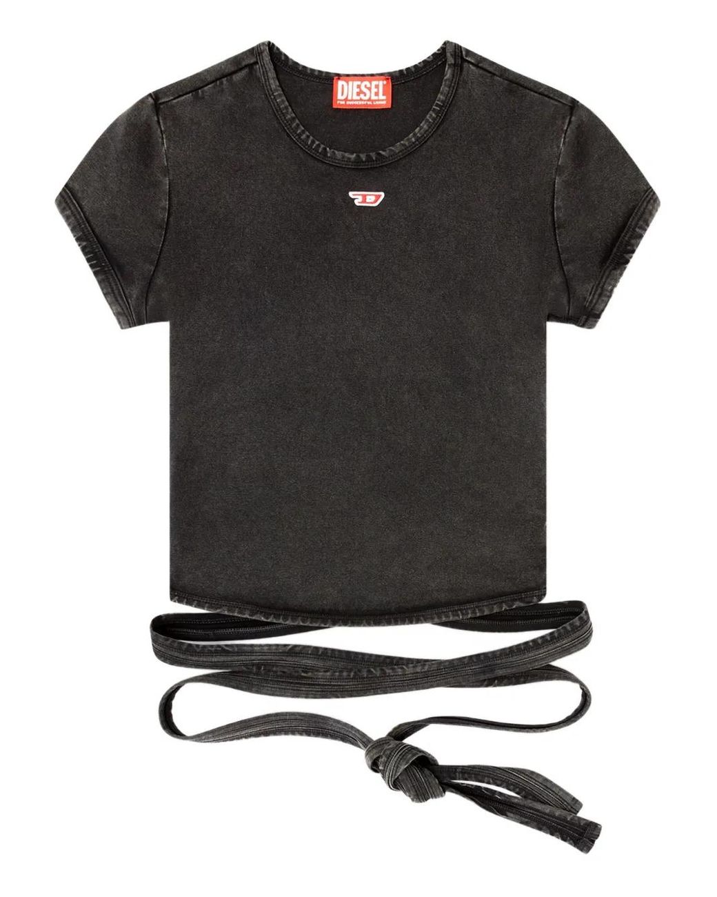 DIESEL Black Faded Wrap-Tie Jersey T-Shirt
