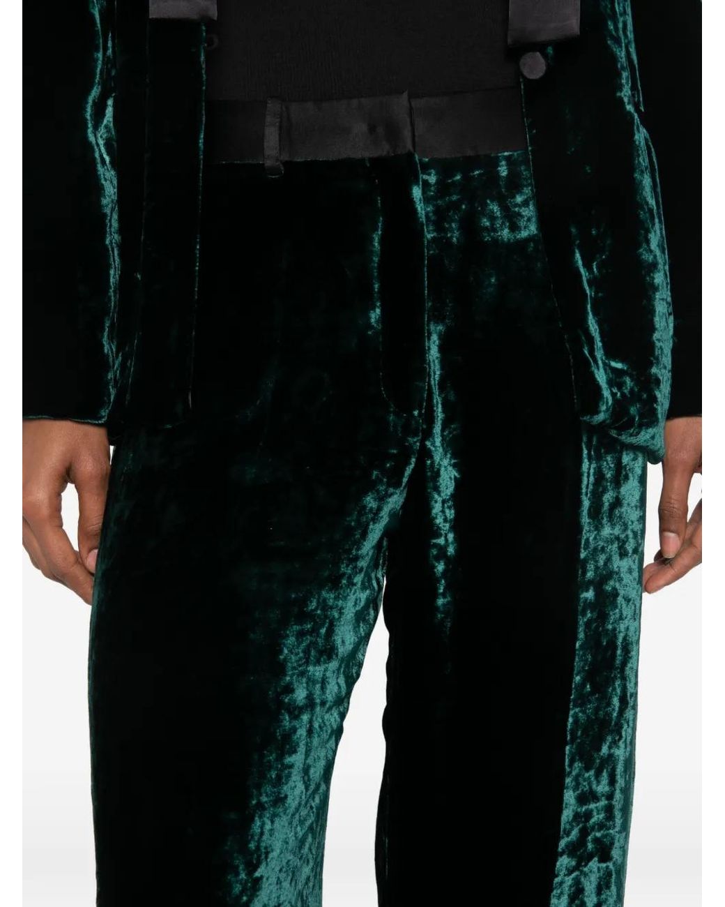 Forte_forte Black Crushed-Velvet Wide-Leg Trousers
