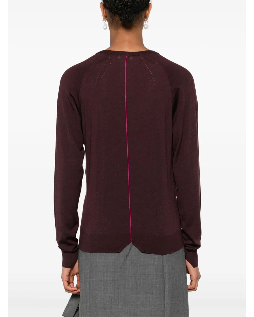 Lanvin Purple Pointelle-Trim Sweater