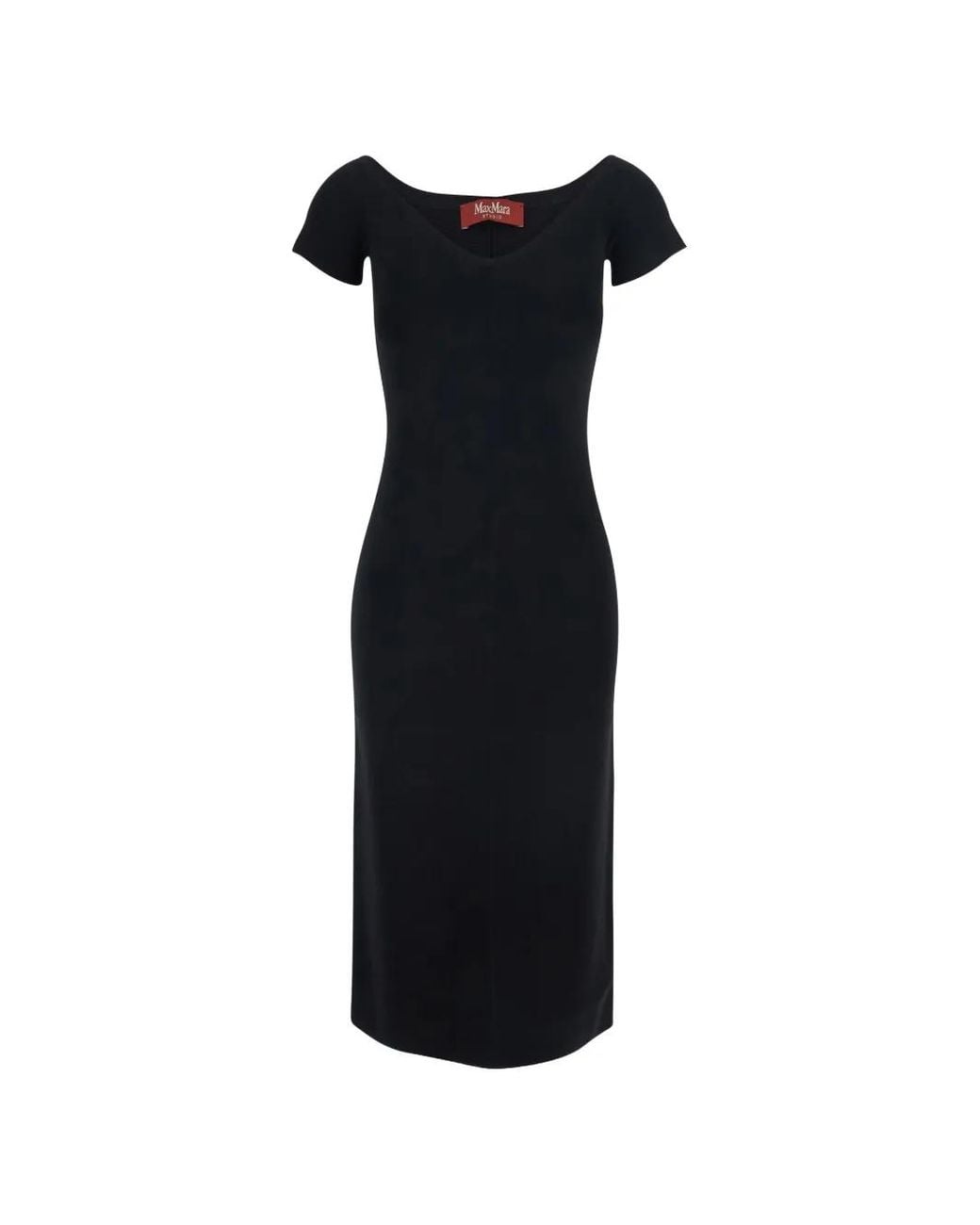 Max Mara Black Cabina V-Neck Dress