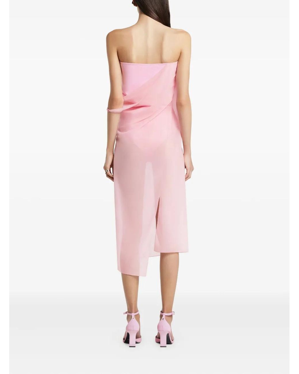 Courreges Pink Draped Jersey Bustier Dress