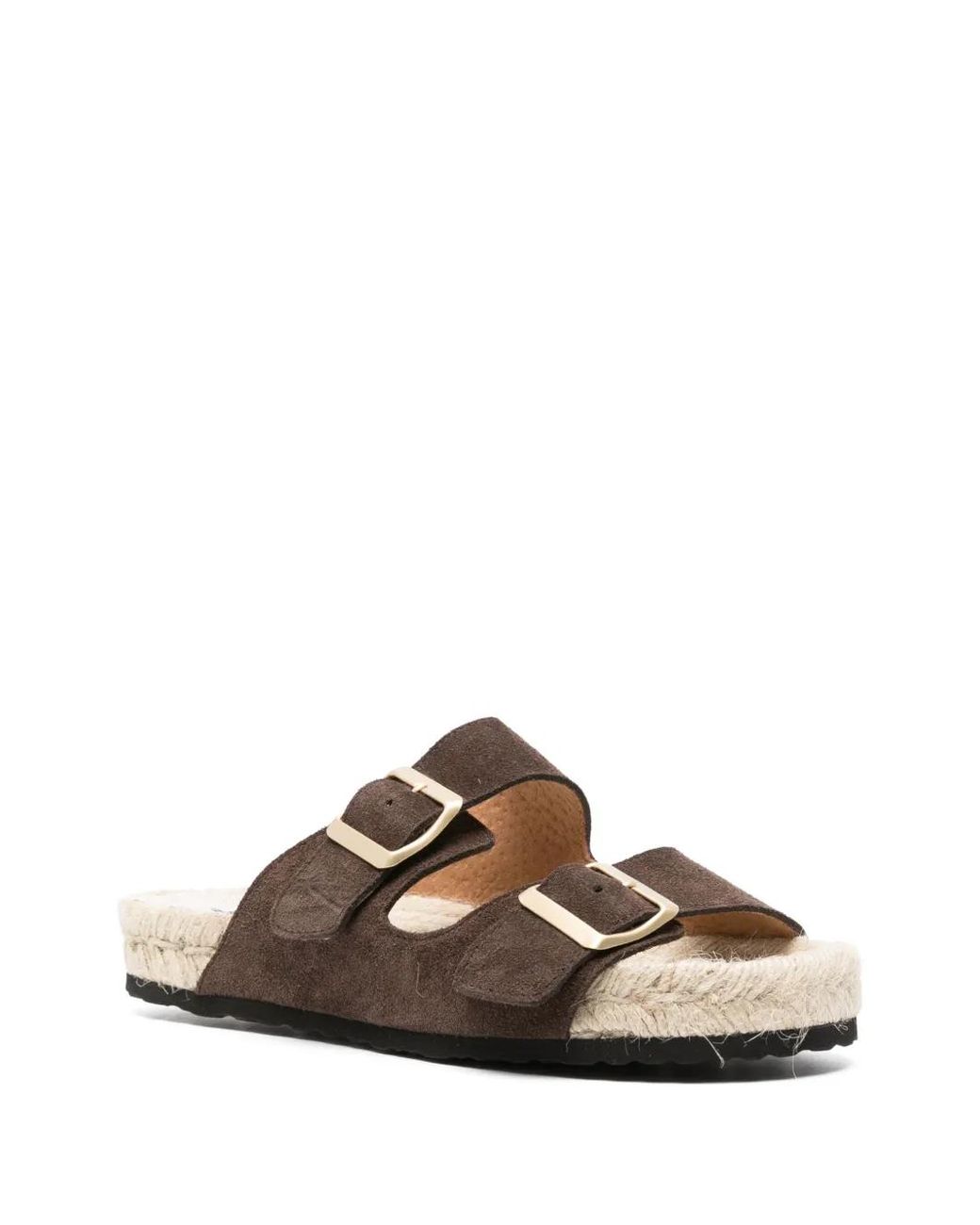 Manebí Brown Double-Buckle Flat Espadrilles