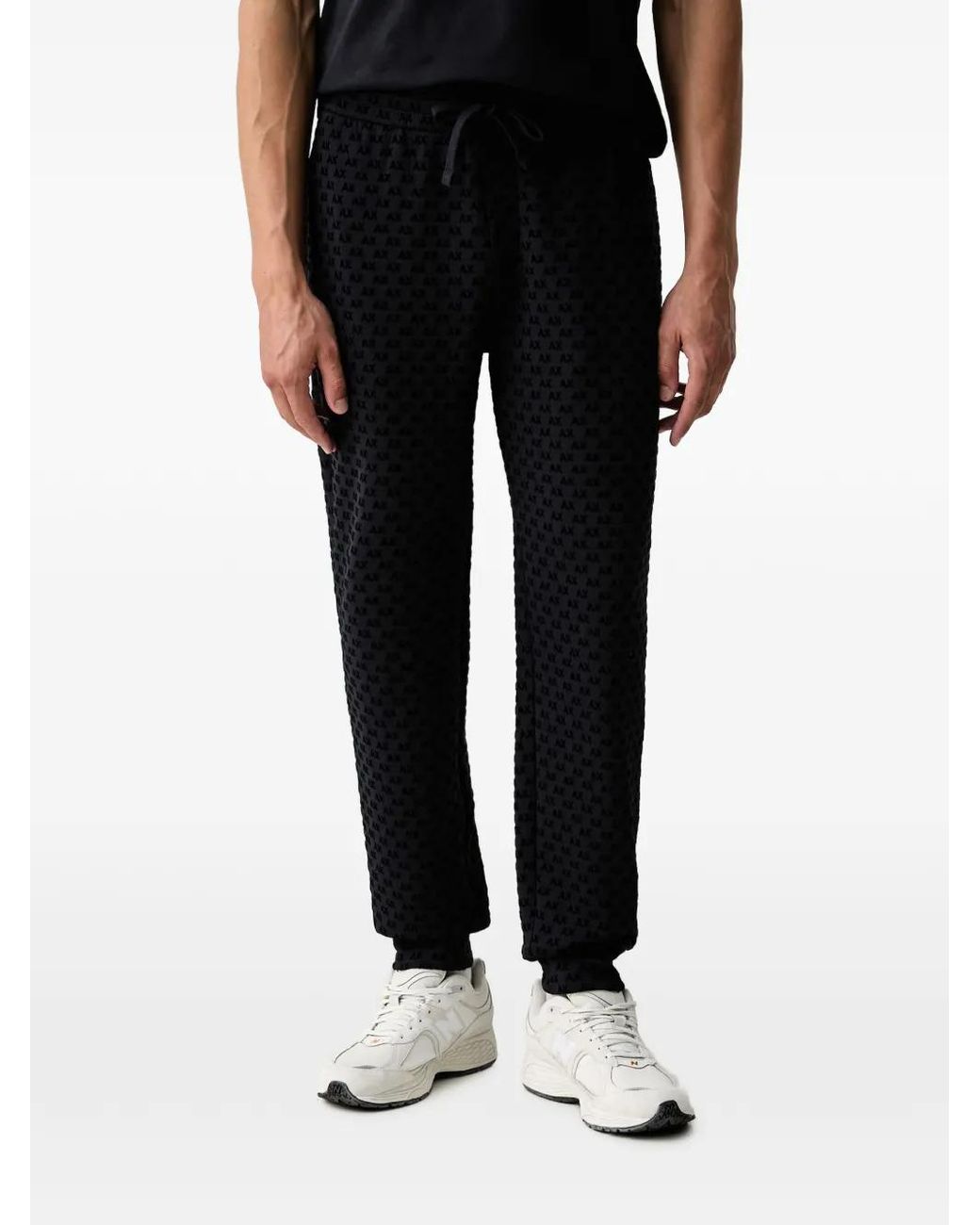 ARMANI EXCHANGE Black Logo-Pattern Track Pants for men