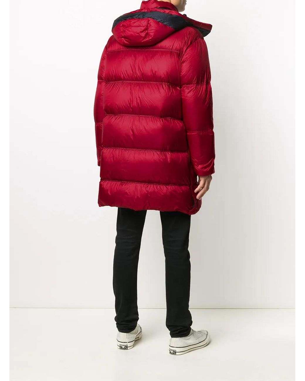 Emporio Armani Red Contrast Hood Down Parka for men