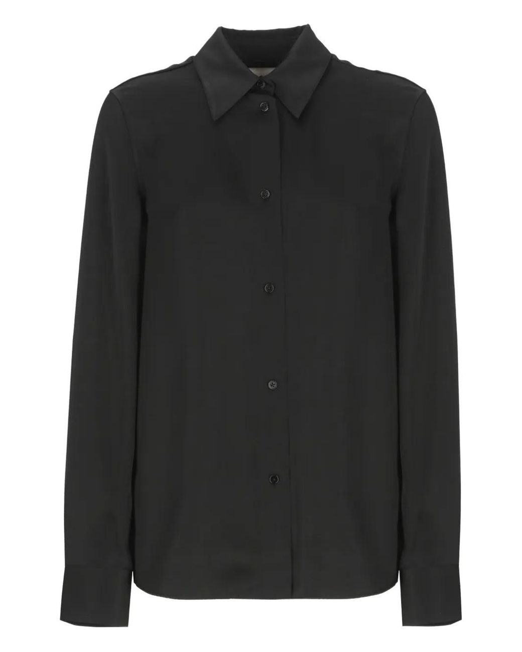 Jil Sander Black Long-Sleeved Collared Shirt