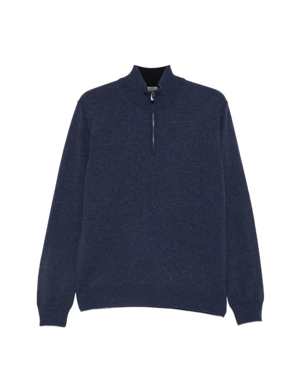 Corneliani Blue Quarter-Zip Knitted Sweater for men