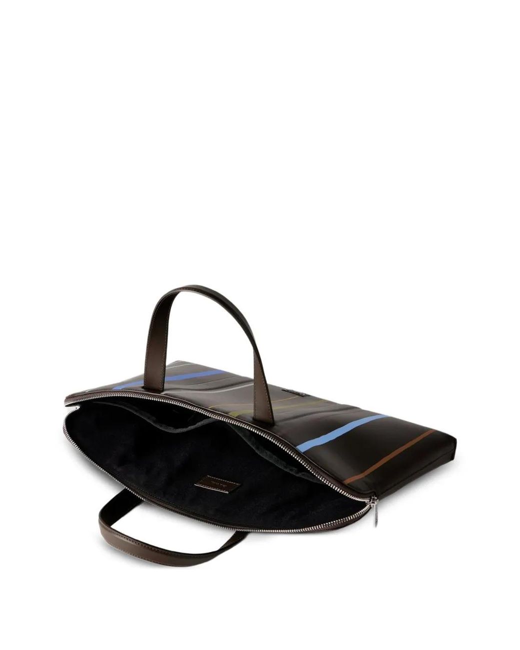 Paul Smith Brown Painted Stripe Slim Leather Folio Bag for men