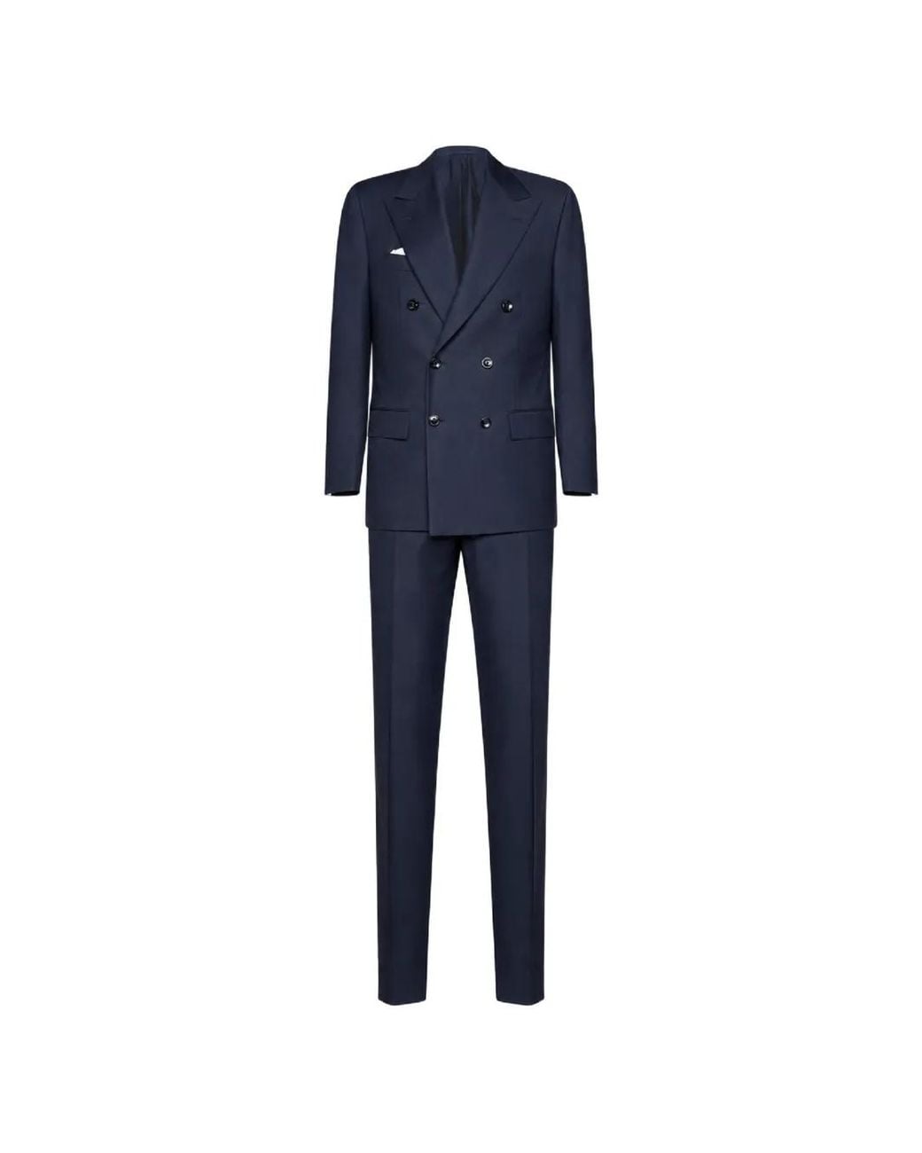 Kiton Blue Double-Breasted Wool Suit for men