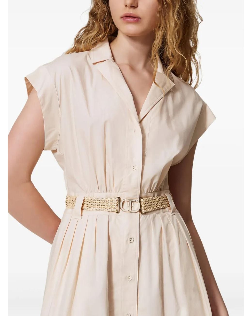 Twinset Natural Button-Down Dress
