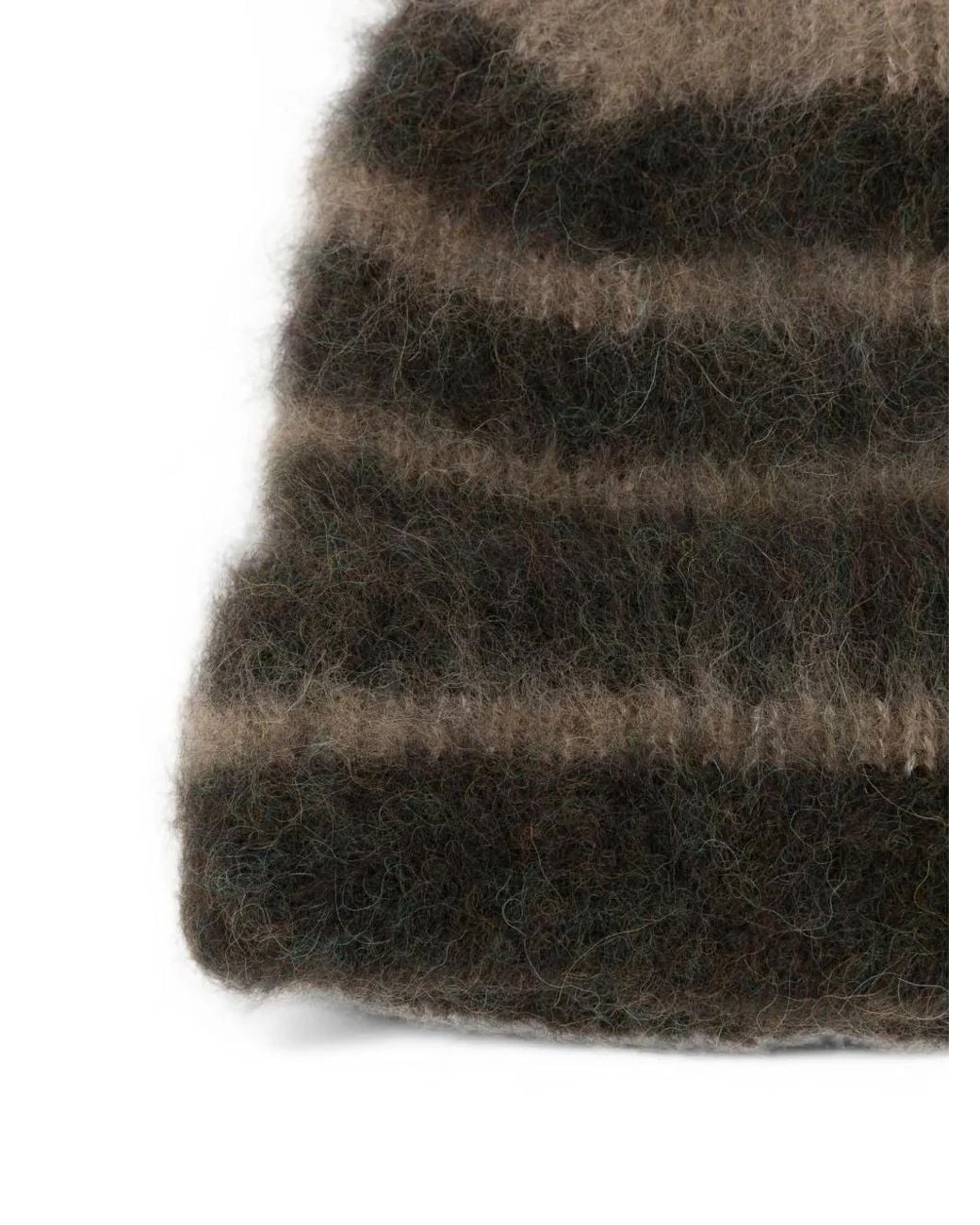Amaranto Green Striped-Pattern Beanie Hat for men