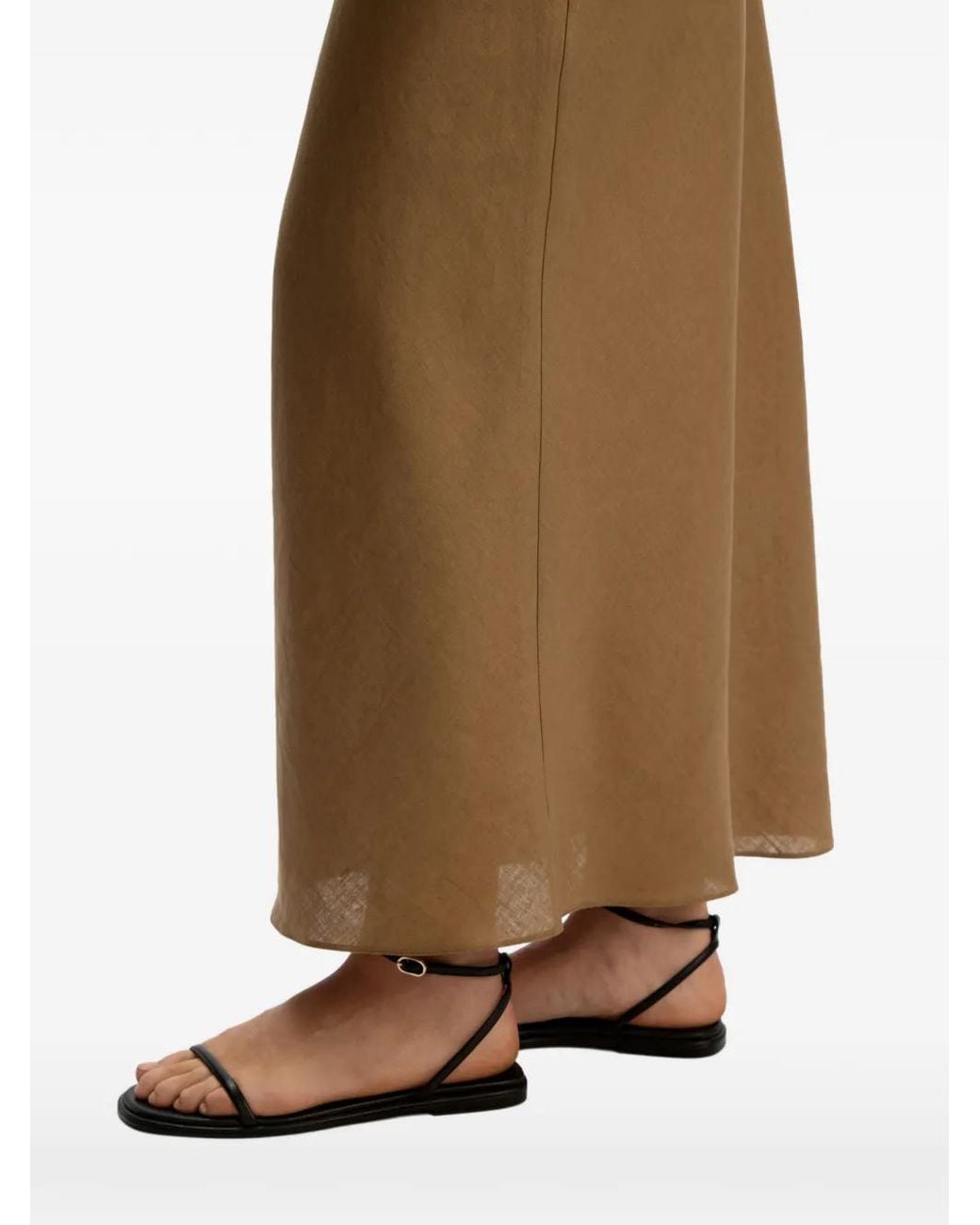 12 STOREEZ Brown Linen Maxi Skirt