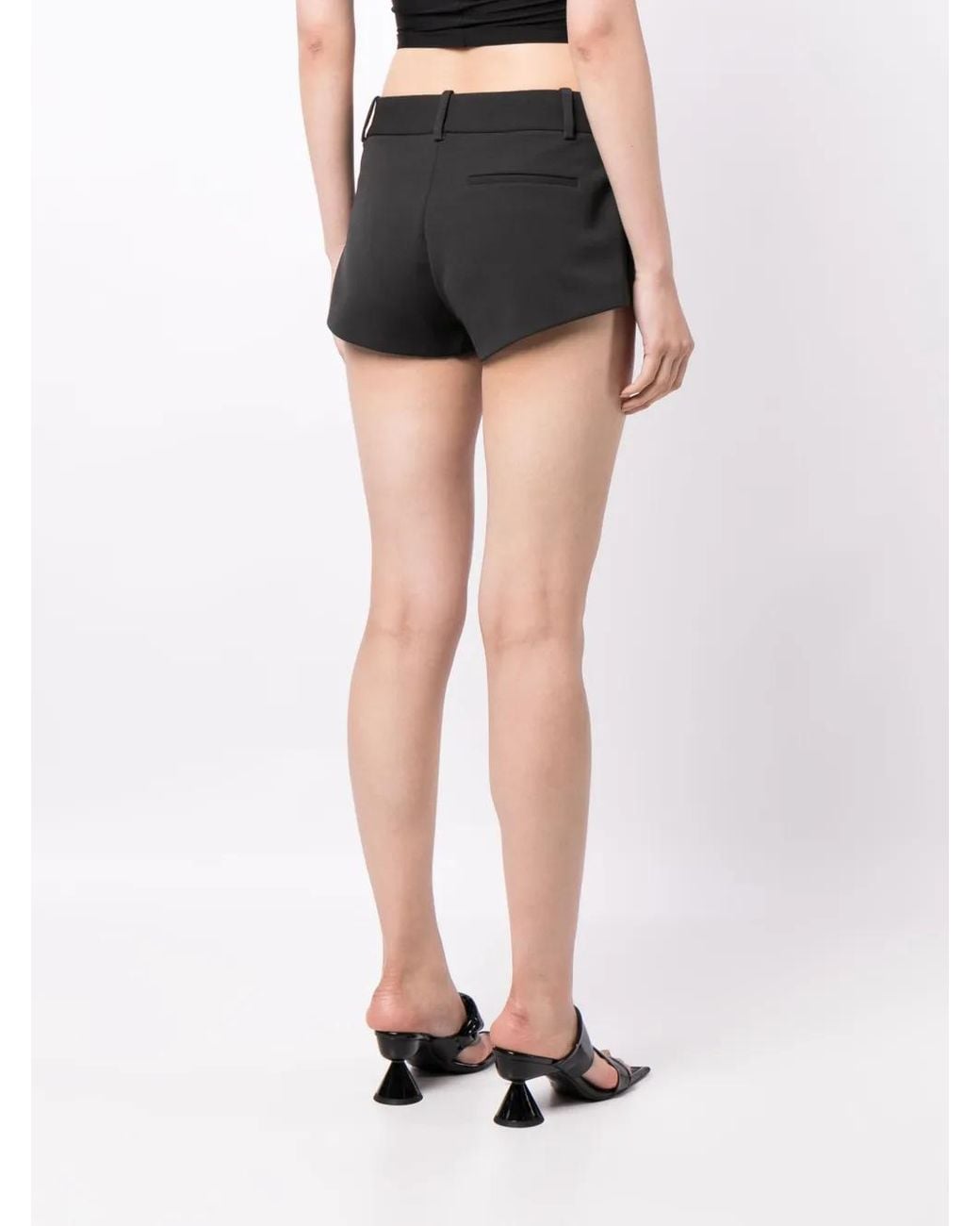 Area Black Crystal-Embellished Virgin Wool Mini Shorts
