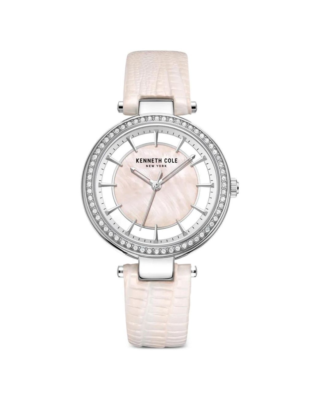 Kenneth Cole White Montre À Ornements En Cristal Mm