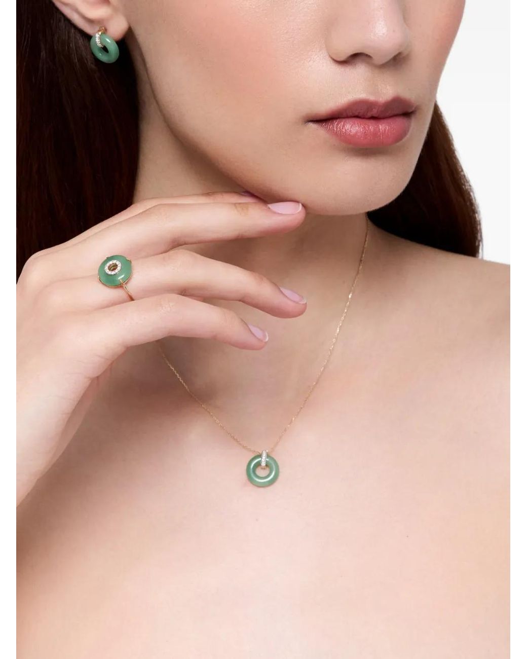 Mateo White Door Knocker Donut Jade Necklace