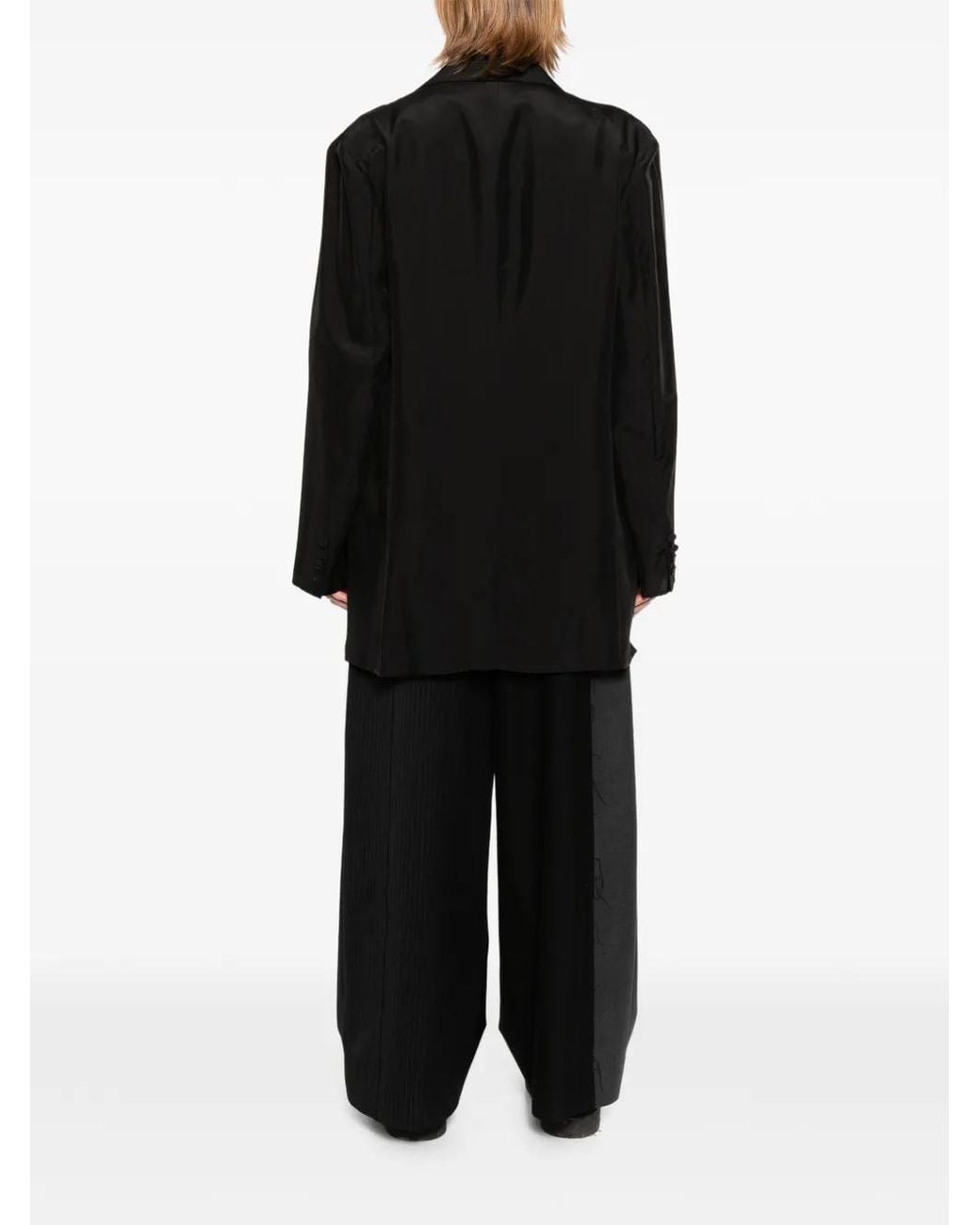 Yohji Yamamoto Black Notched-Lapel Long-Sleeve Jacket for men