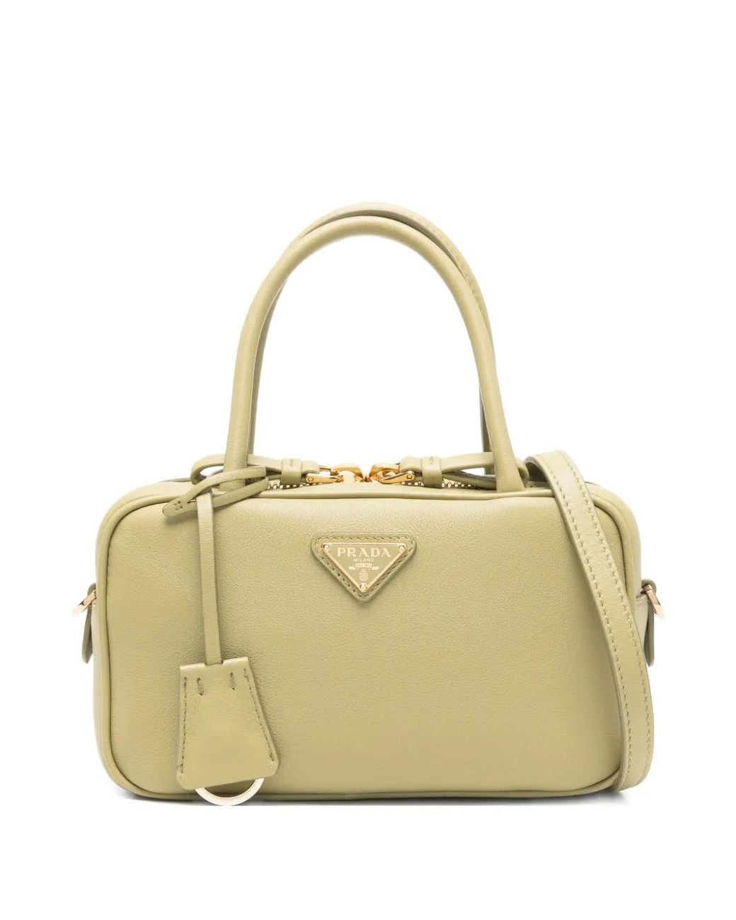 Prada Metallic Triangle-Logo Satchel Bag
