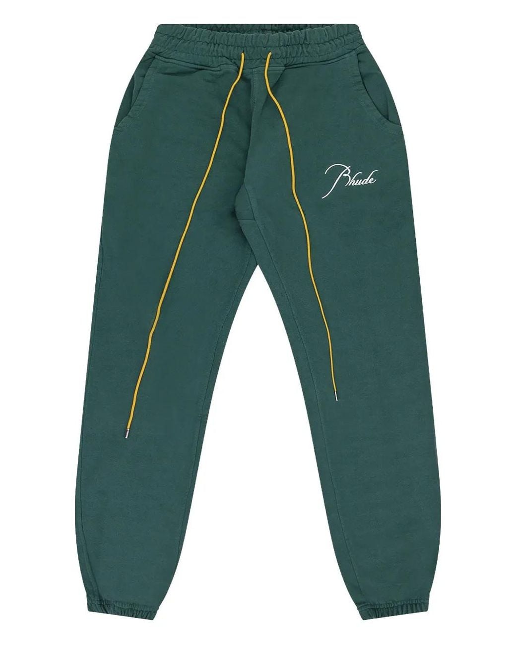 Rhude Green Drawstring Terry Sweatpants for men
