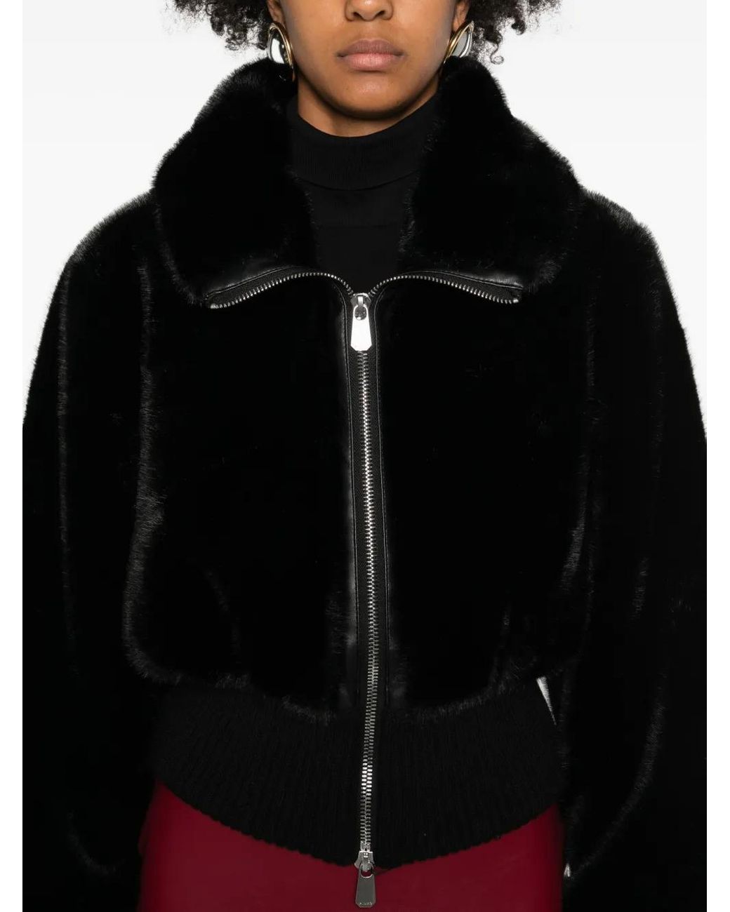 Pinko Black Ribbed Hem Zip Jacket