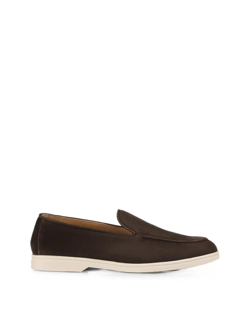 Doucal's White Topstitched Leather Loafers