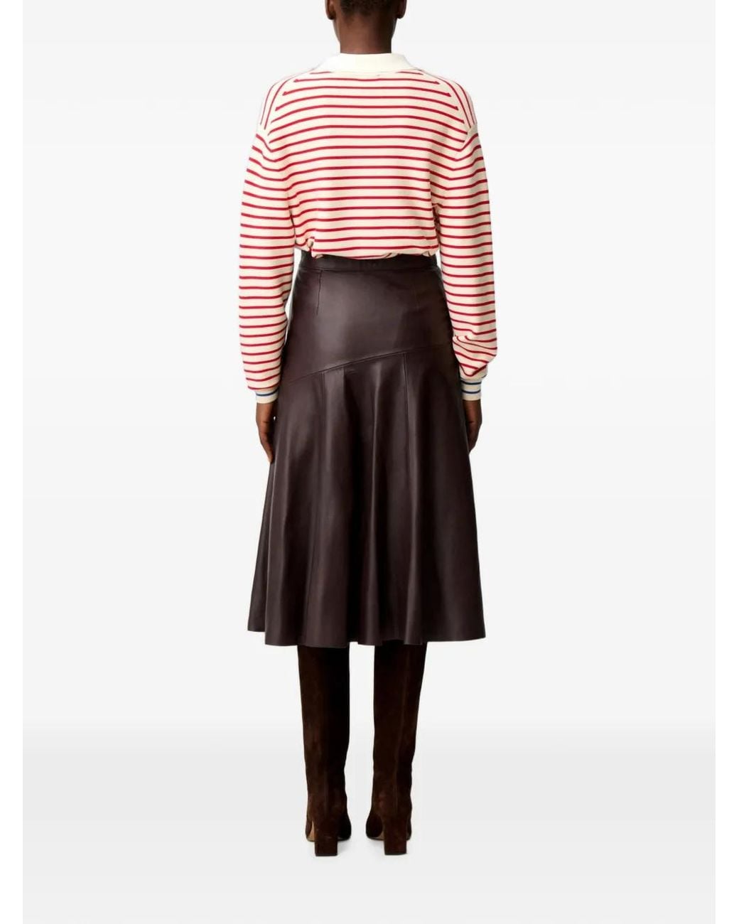 Claudie Pierlot Brown Mid-Length Leather Skirt
