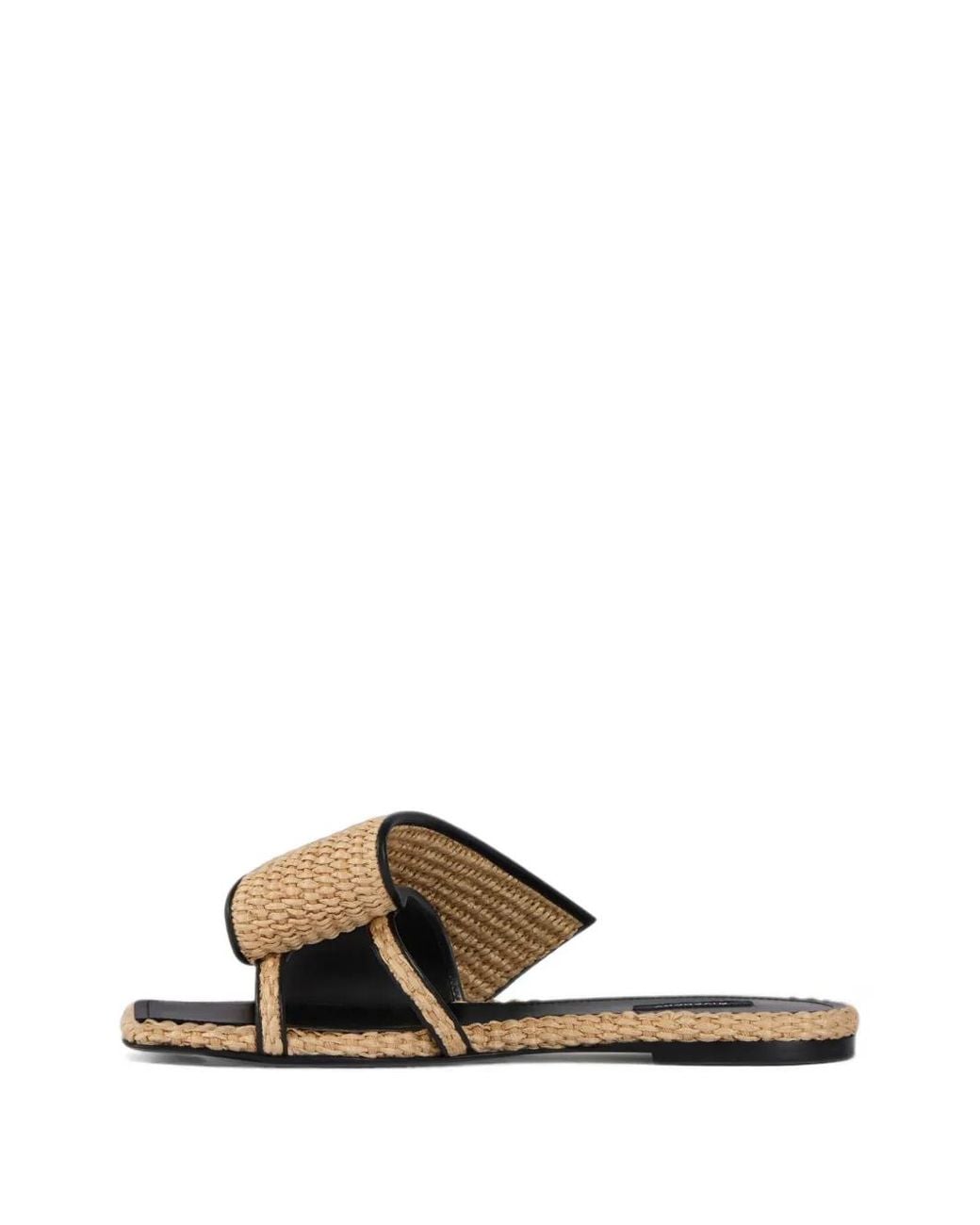 Givenchy White Sliced Square Raffia-Effect Flat Mules